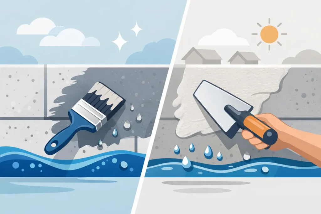 Dichtungsschlämme oder Dichtputz?