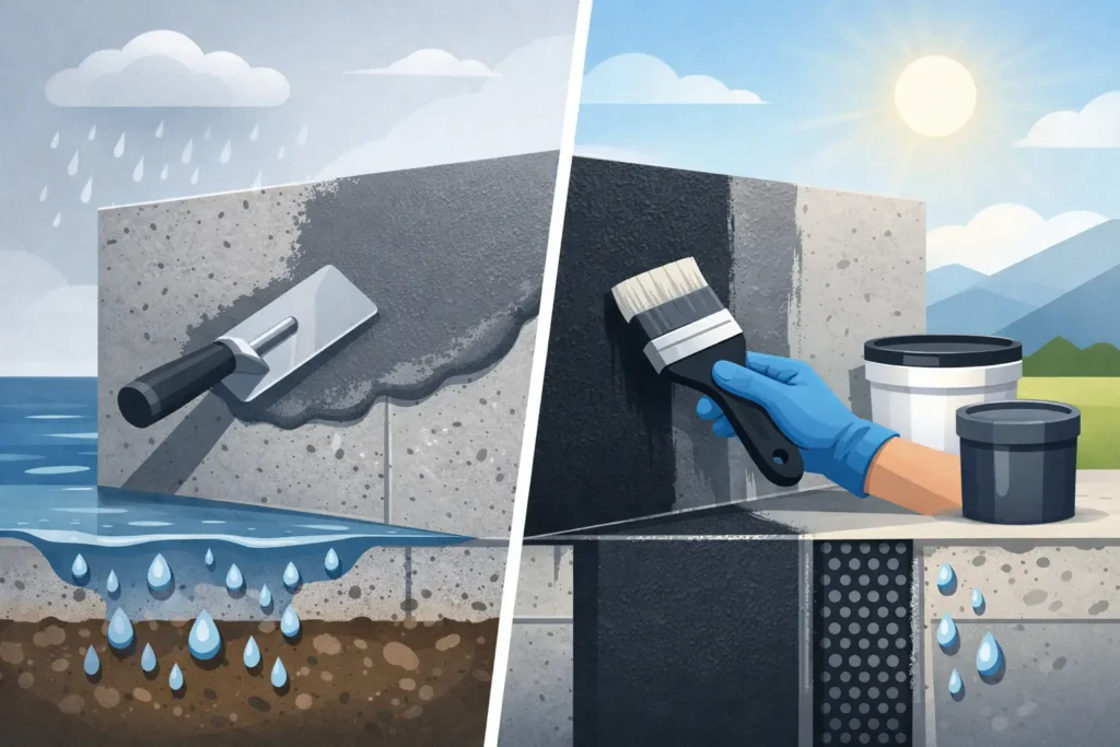 Dichtungsschlämme vs 2K Abdichtung