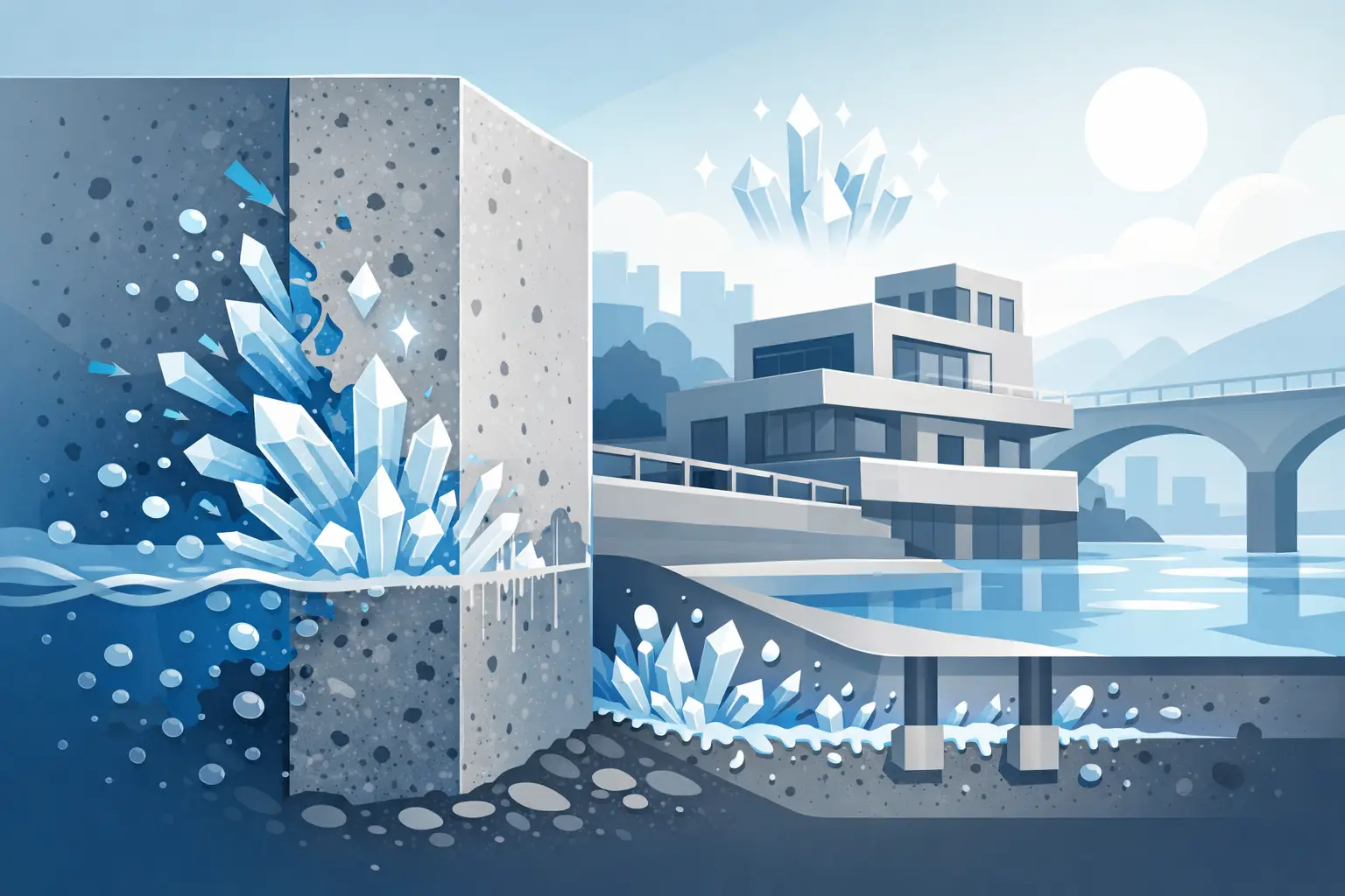 Kristalline Mineralabdichtung für Betonbauteile