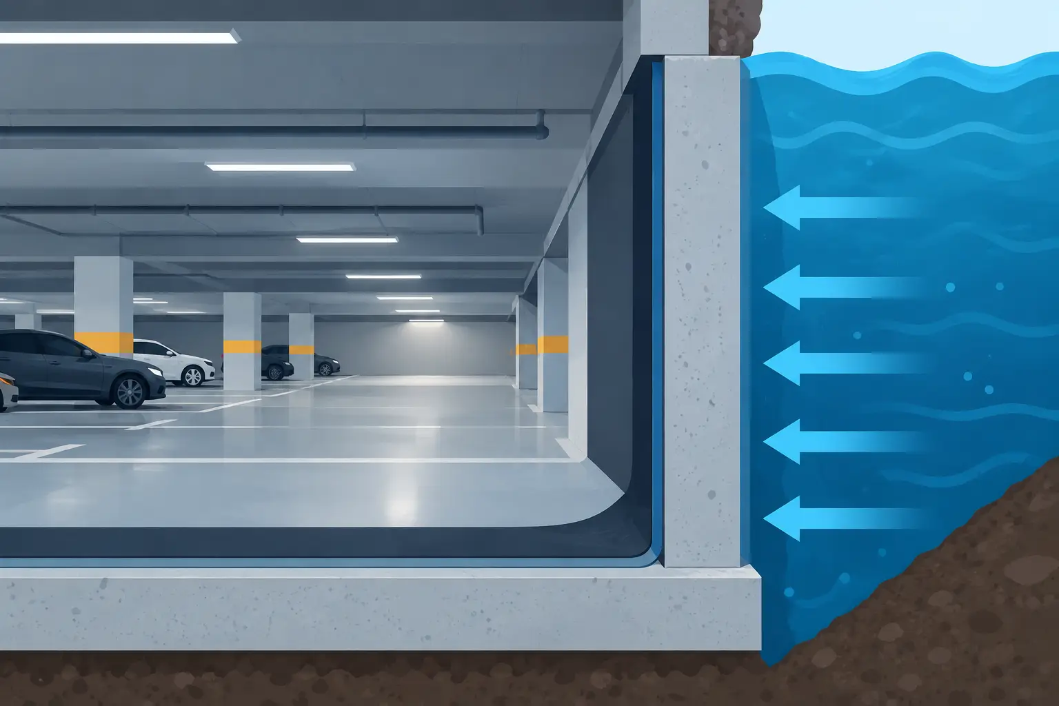 Referenzprojekt Tiefgarage gegen Druckwasser